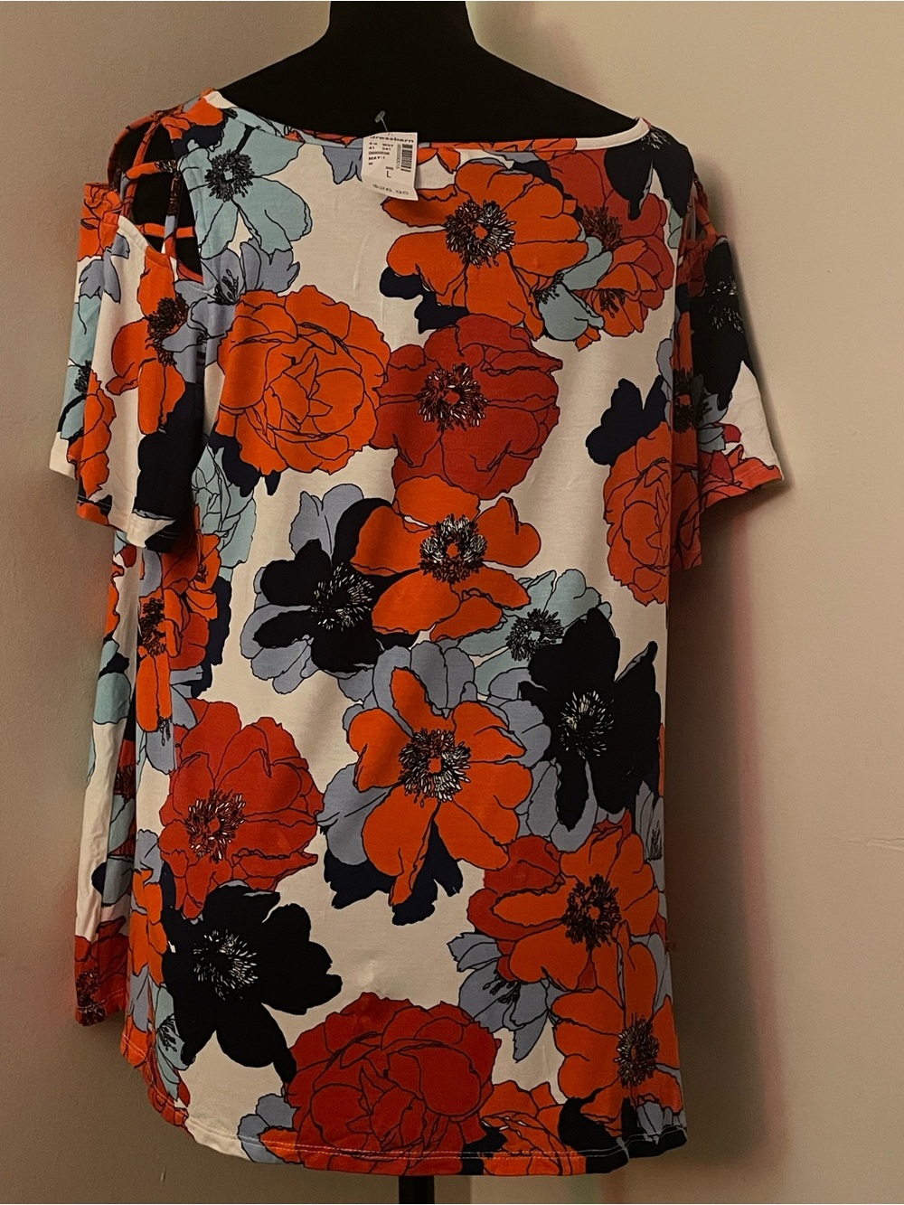 Bold Orange & Navy Floral Top